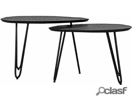 Mesas de Centro LABEL51 2 Piezas (Negro - Metal - 68 x 43 x