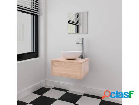 Mueble de Baño VIDAXL Y Lavabo 3 Piezas Beige (40 x 34 x 20