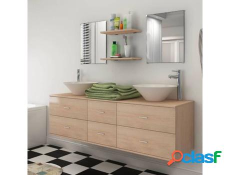 Mueble de Baño VIDAXL Y Lavabo 7 Piezas Beige (45 x 45 cm)