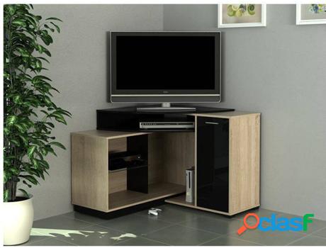 Mueble de TV VENTE UNIQUE (Negro - Beis - Madera - 77 x 103
