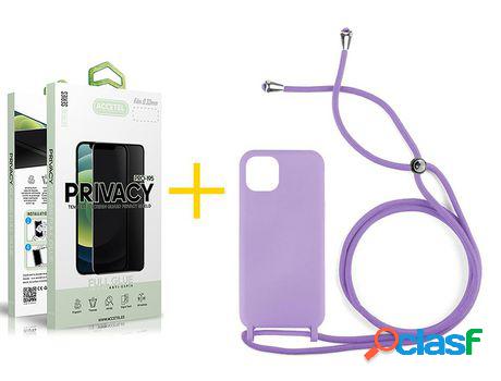 Pack 1 x Protector de Vidrio Templado Anti espía + Funda