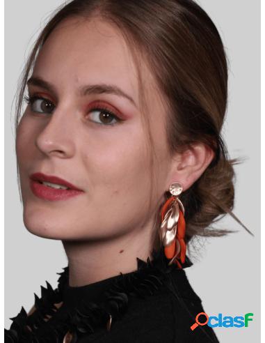 Pendientes Colgantes De Mujer Figura De Pétalos Naranja