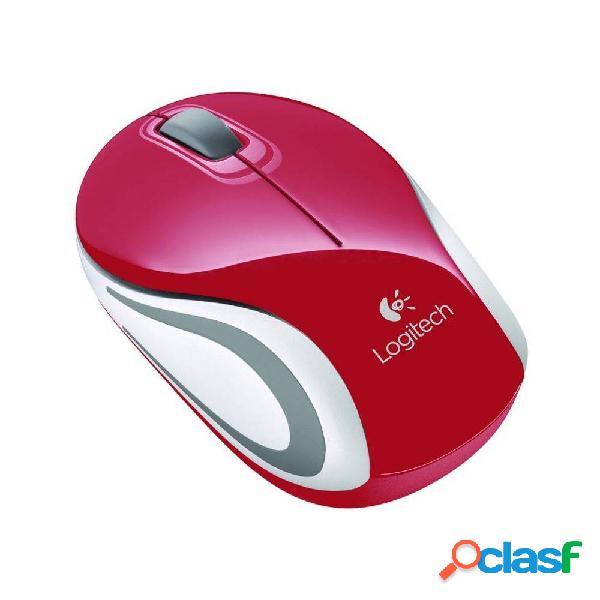 Ratón Mini Inalámbrico Logitech M187/ Hasta 1000 DPI/ Rojo