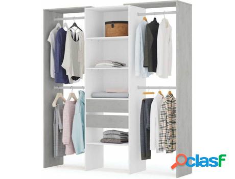 Ropero HABITDESIGN Blanco - Cemento (Melamina - 179 x 202 x