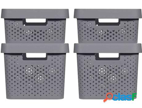 Set 4 Cajas de Almacenamiento CURVER Infinity Gris