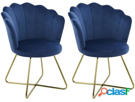 Silla VENTE UNIQUE Fiori (Azul - Tejido - 86x69x65 cm - 2