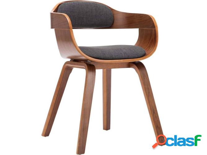 Silla de Comedor VIDAXL Tejido y Madera (Gris)