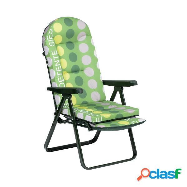 Silla relax con reposapies acero verde 797vor