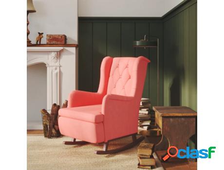 Sillón VIDAXL con patas mecedoras madera maciza caucho Rosa