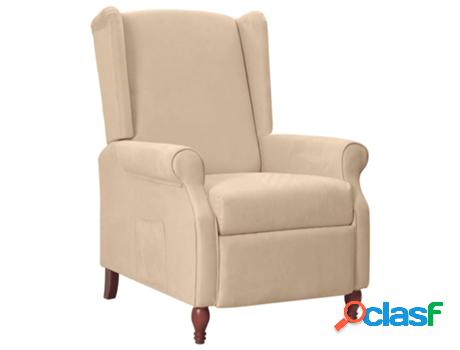 Sillón VIDAXL orejero reclinable Gris Topo (Tela - 75 x 90