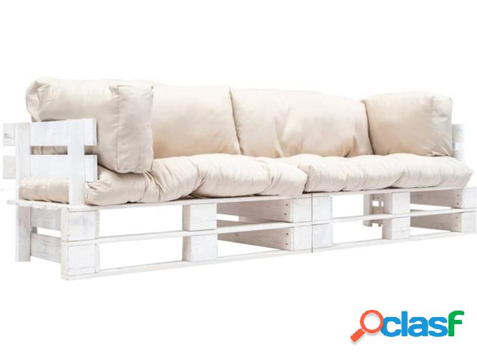 Sofás paletas jardín VIDAXL Almohadones Beige Madera Pino