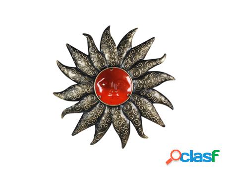 Sol Metal Con Cristal Adorno Pared Jardín Colección