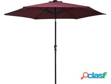 Sombrilla VIDAXL Exterior con Luces LED (Rojo - Tela - 300