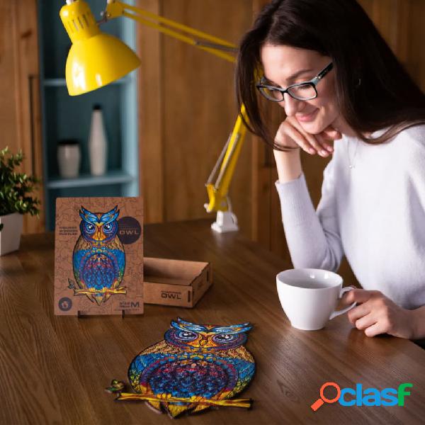 UNIDRAGON Rompecabezas Charming Owl 186 piezas de madera M