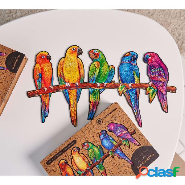 UNIDRAGON Rompecabezas Playful Parrots 193 piezas madera M