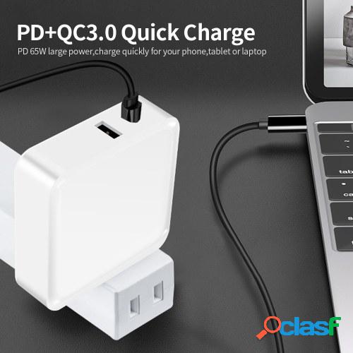 WLX-i8 2 puertos USB + Cargador tipo C 65W PD + QC3.0 Carga