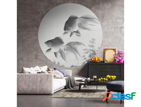 Wallart Papel De Parede Circular Two Goldfish 142,5 Cm