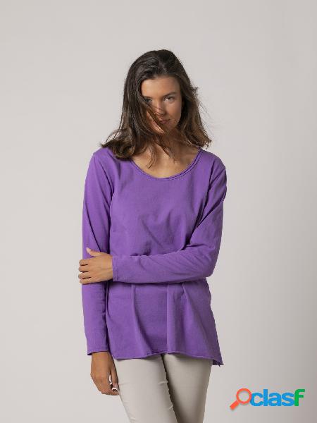 camiseta algodón escote redondeado manga larga Violeta