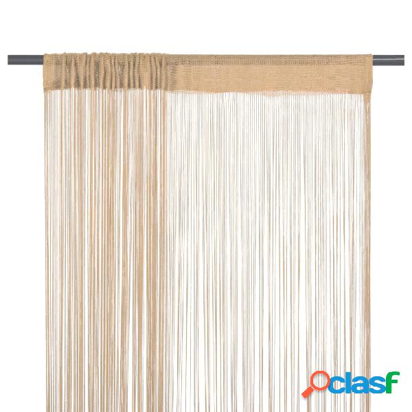 vidaXL Cortinas de flecos 2 piezas 100x250 cm beige