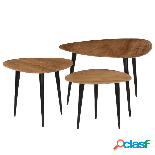 vidaXL Juego de mesas de centro 3 piezas madera de acacia