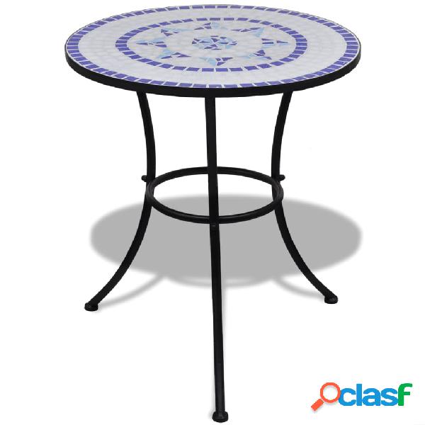 vidaXL Mesa de bistro terraza mosaico azul y blanco 60 cm