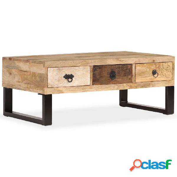 vidaXL Mesa de centro con 3 cajones madera maciza de mango