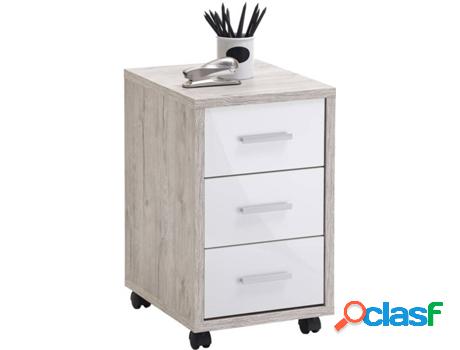 Bloque de Cajones FMD Mueble Roble arenoso y Blanco