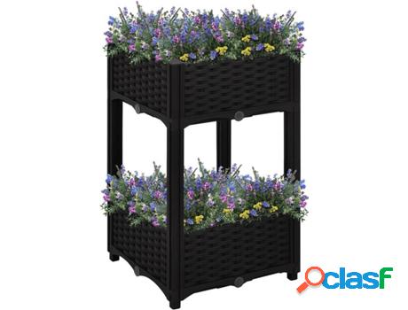 Cantero de Flores VIDAXL Alto de Polipropileno (Negro - 40 x