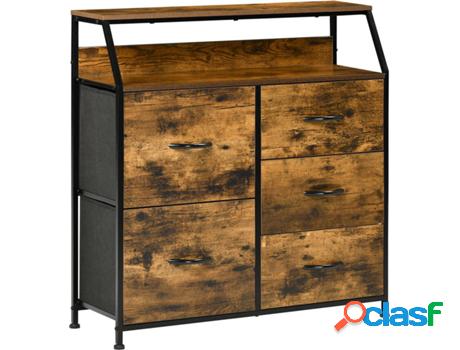Cómoda HOMCOM 838-298V00RB 83.5x29x87 cm Marrón Rústico