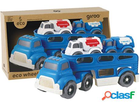 Coche GIROS Eco Camión Transporte 30 cm con 2 Coches Azul