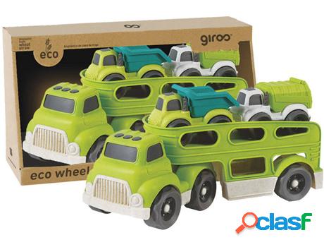 Coche GIROS Eco Camión Transporte 30 cm con 2 Coches Verde
