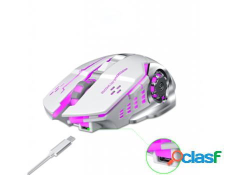 Colorful Mute Inalámbrico Mouse, Usb Rechargeable Office