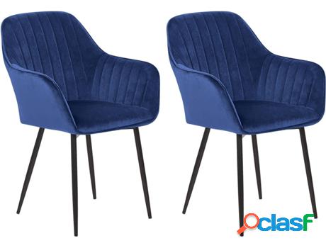 Conjunto 2 Silla Wellston (Azul - Terciopelo -42x50x87 cm)