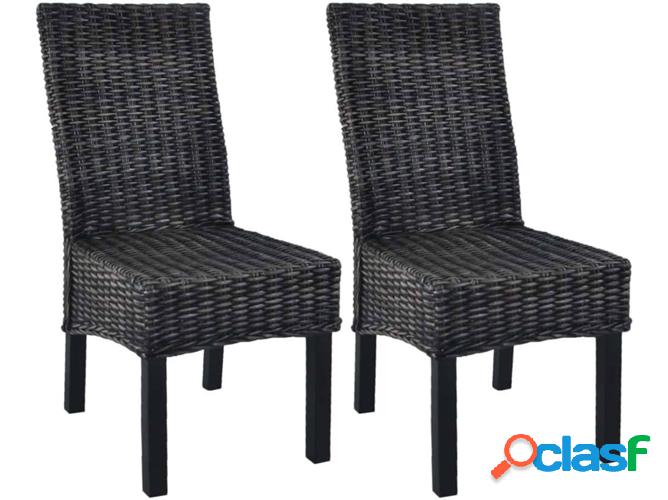 Conjunto 2 Sillas de Comedor VIDAXL 246656 Mimbre Kubu Negro