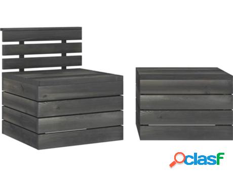 Conjunto Muebles de Jardín VIDAXL 2 Piezas (Gris - Madera -