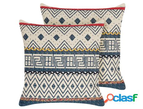 Conjunto de 2 Almohadas BELIANI Souk (Algodón - Azul - 50 x