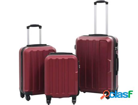 Conjunto de 3 Maletas VIDAXL Rojo Plástico 45.5x30x20 cm