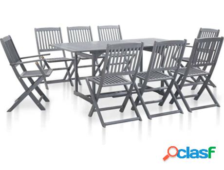 Conjunto de Comedor Jardín VIDAXL (Gris - Madera -
