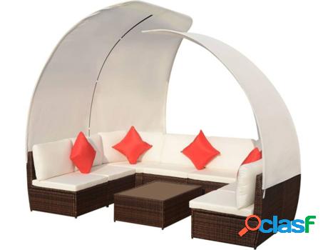 Conjunto de Jardín VIDAXL Lounge (Marrón - Poli Ratán -
