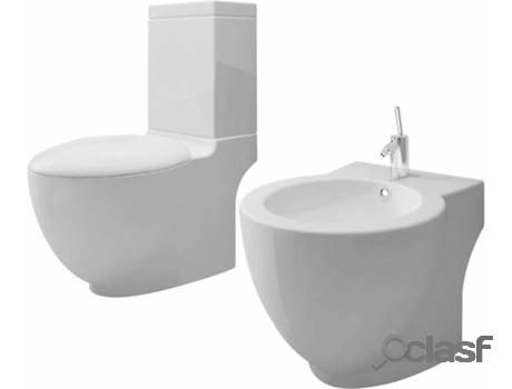 Conjunto de Váter y Bidet VIDAXL Blanco (Cerámica - 58 x