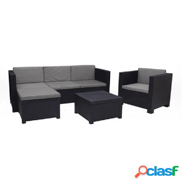 Conjunto jardin sofa y mesa shaf ratan resina grafito set