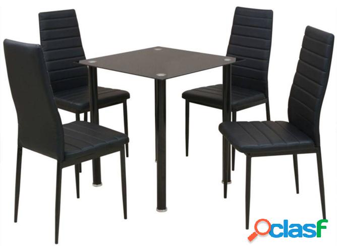 Conjunto mesa cenar VIDAXL Sillas negro (5 piezas)