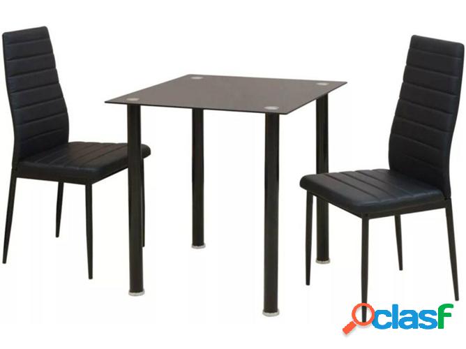 Conjunto mesa cenar VIDAXL y Sillas negro (3 piezas)