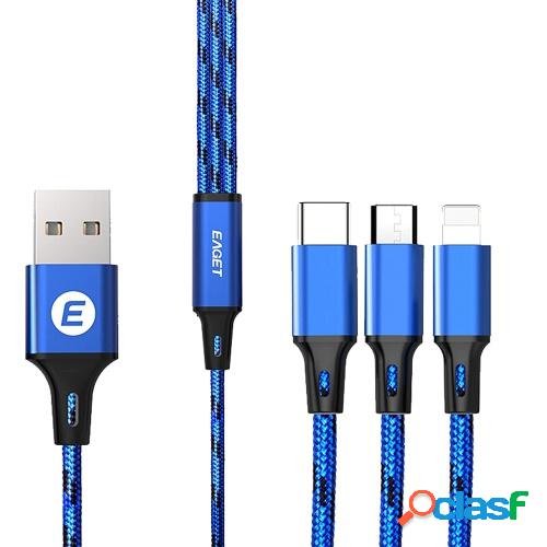 EAGET 3 en 1 Cable de carga rápida Reemplazo de cable micro