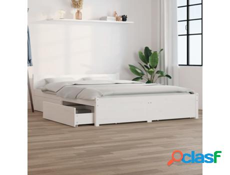 Estructura de Cama con Cajones VIDAXL (Blanco -Madera)