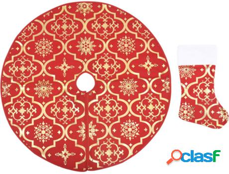 Falda de Árbol de Navidad VIDAXL Tejido (Rojo - 150 cm)