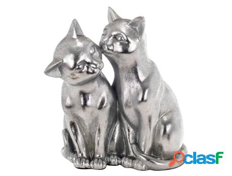 Figura Gatos Plateado de Resina 20*12*15cm Figura de Gato