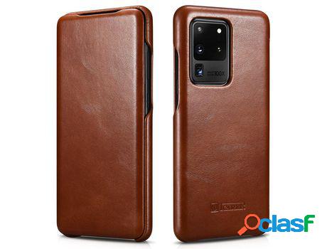 Funda Flip de Couro Genuíno ICARER Curved Edge Vintage