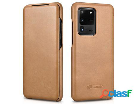 Funda de Couro Genuíno ICARER Curved Edge Vintage Folio
