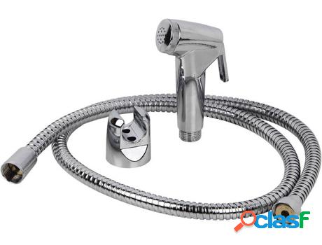 Kit Grifo De Ducha Cromado Con Pulsador+Colgador+Flexo